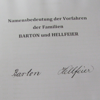 Namensbedeutung der Vorfahren der Familien Barton und Hellfeier